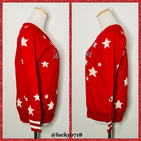 Chaser EUC Red & White Star Weekends Sweater Sz S - Picture 4 of 7